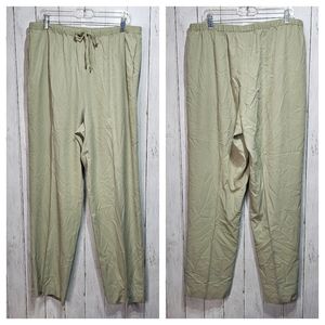 Soft Surroundings Women's Green Pullon Silk Pants Pockets Size Large Tall.